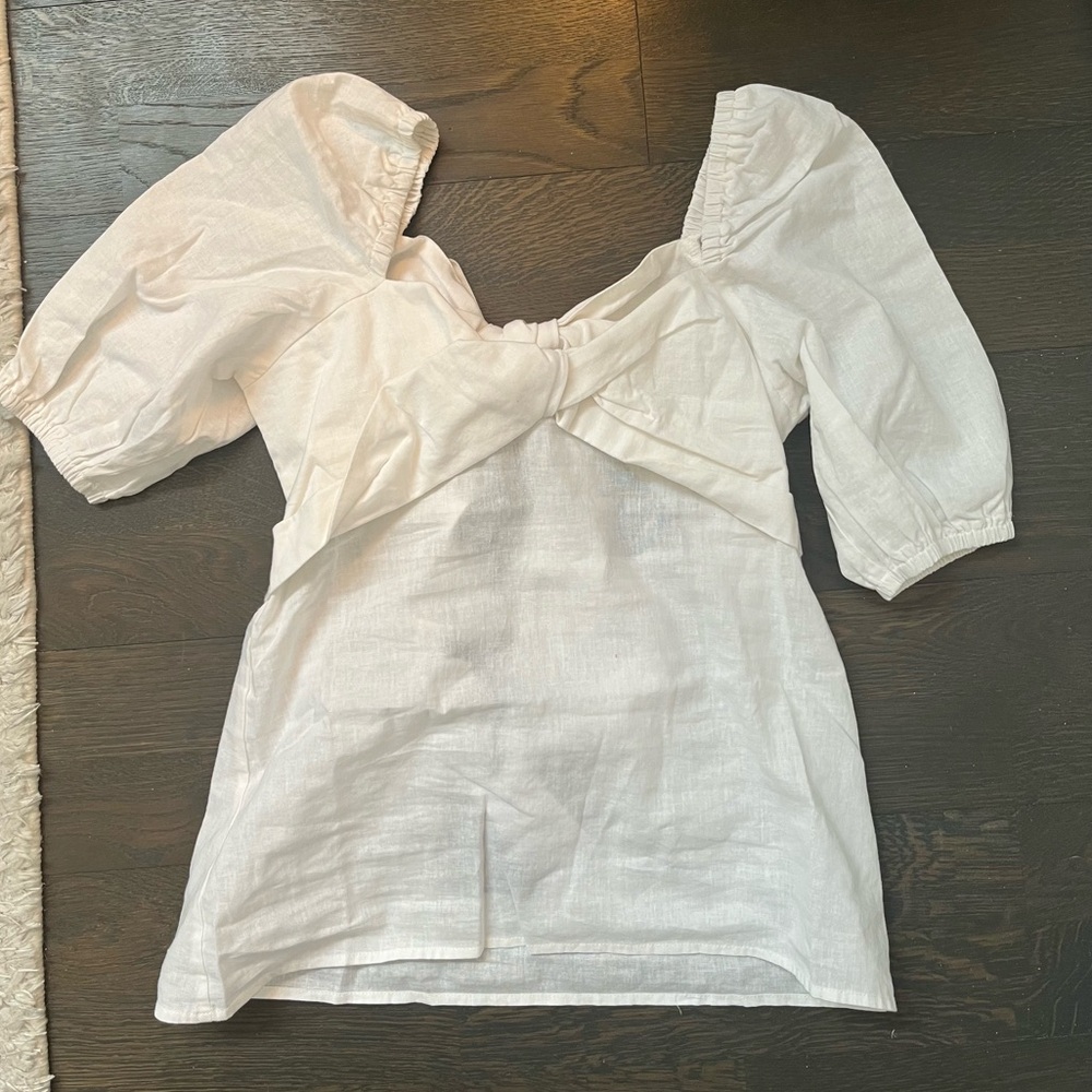 Saks NWT Linen Blend twist top bow